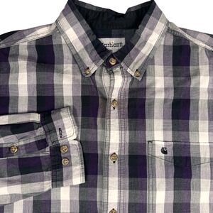 Carhartt Mens Plaid Button Down Shirt S219 Long Sleeve XL Cotton  Workwear 2010